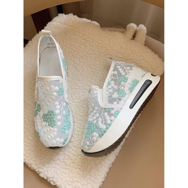 Floral Embroidery Breathable Sheer Mesh Sneakers - Image 12
