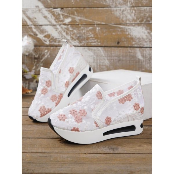 Floral Embroidery Breathable Sheer Mesh Sneakers - Image 28