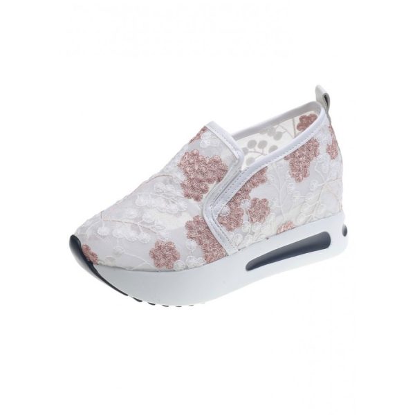 Floral Embroidery Breathable Sheer Mesh Sneakers - Image 31