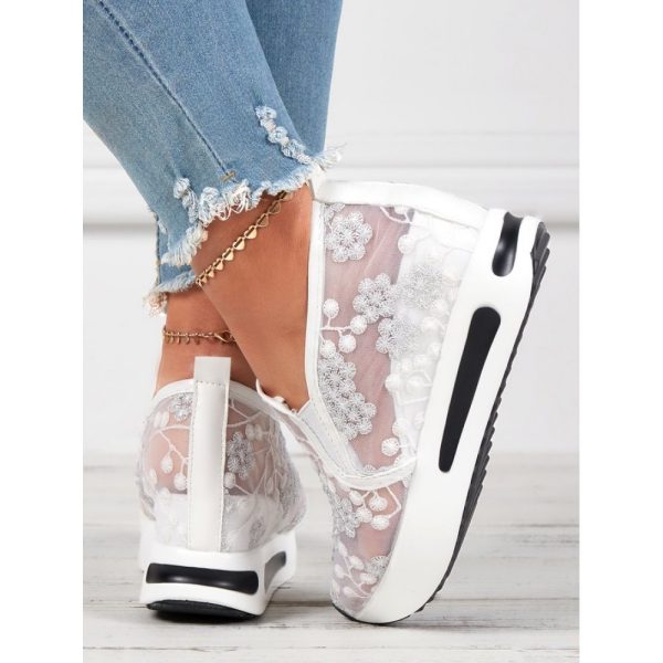 Floral Embroidery Breathable Sheer Mesh Sneakers - Image 35