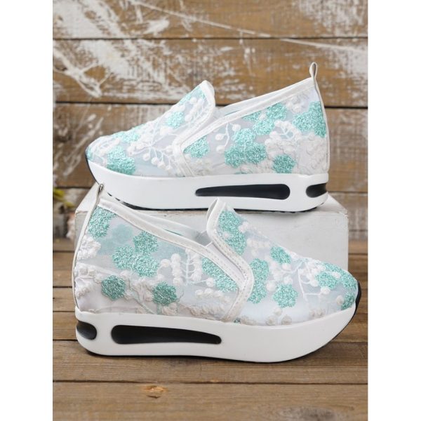 Floral Embroidery Breathable Sheer Mesh Sneakers - Image 10