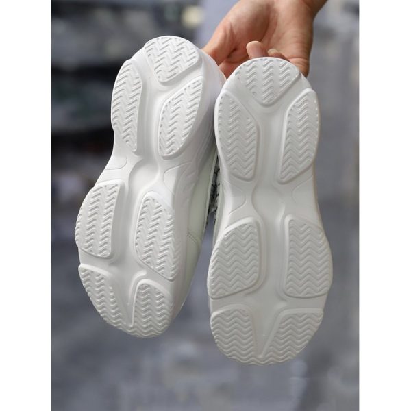 Casual Color Block Wearable Lace-Up Low Heel Chunky Trainers Split Joint - Image 10