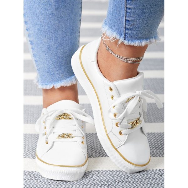 Chain Decor Lace-up Casual Skate Shoes - Image 2