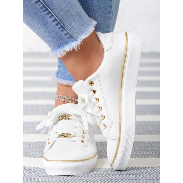 Chain Decor Lace-up Casual Skate Shoes - Image 3