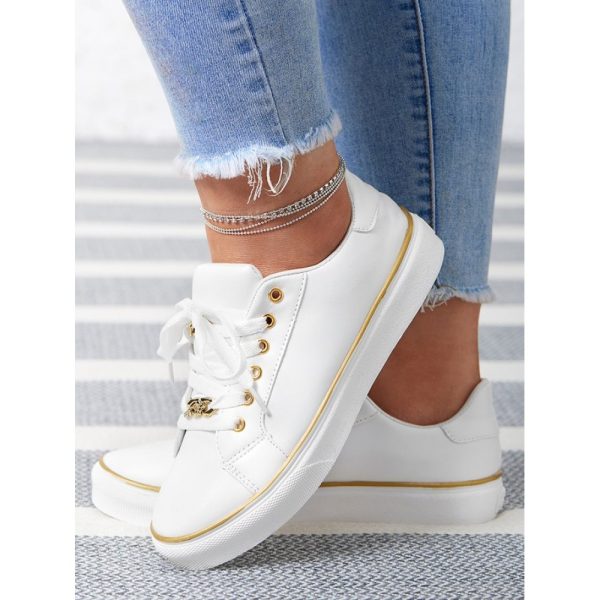 Chain Decor Lace-up Casual Skate Shoes - Image 4