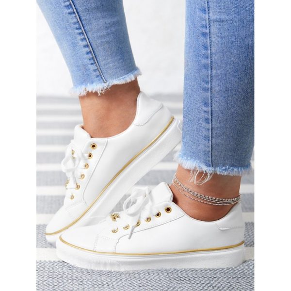 Chain Decor Lace-up Casual Skate Shoes - Image 5