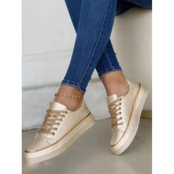 Chain Decor Lace-up Casual Skate Shoes - Image 7