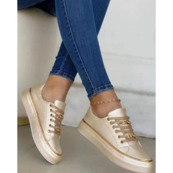 Chain Decor Lace-up Casual Skate Shoes - Image 8