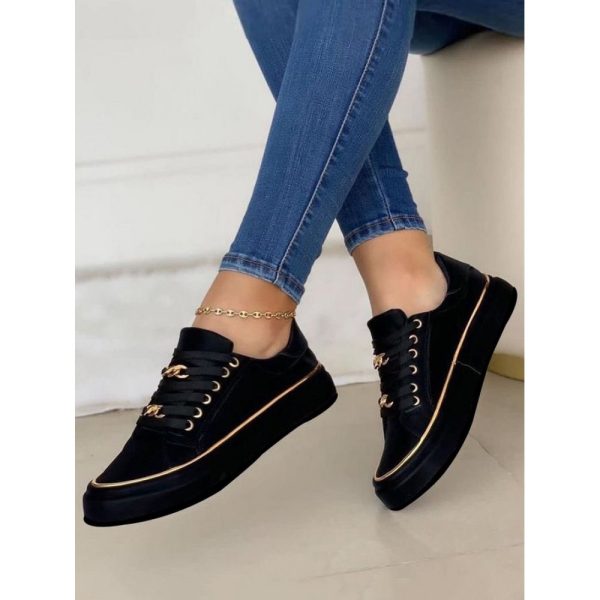 Chain Decor Lace-up Casual Skate Shoes - Image 9