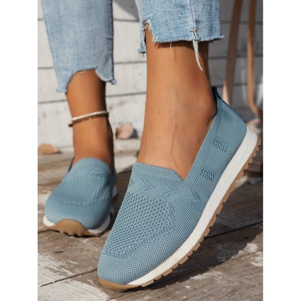 Sports Plain Breathable Slip On Flat Heel Fly Woven Shoes - Image 2