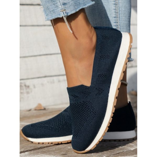 Sports Plain Breathable Slip On Flat Heel Fly Woven Shoes - Image 14
