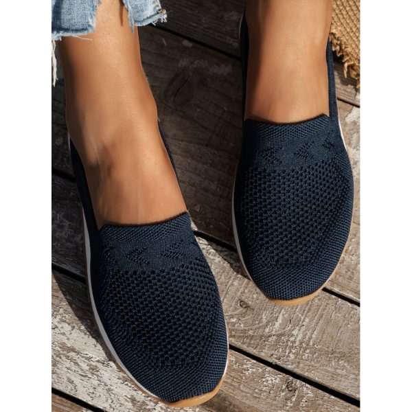 Sports Plain Breathable Slip On Flat Heel Fly Woven Shoes - Image 16