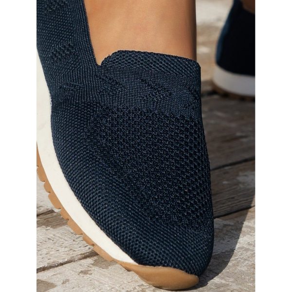 Sports Plain Breathable Slip On Flat Heel Fly Woven Shoes - Image 18