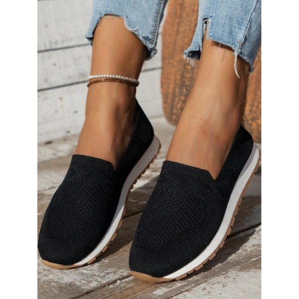 Sports Plain Breathable Slip On Flat Heel Fly Woven Shoes - Image 19