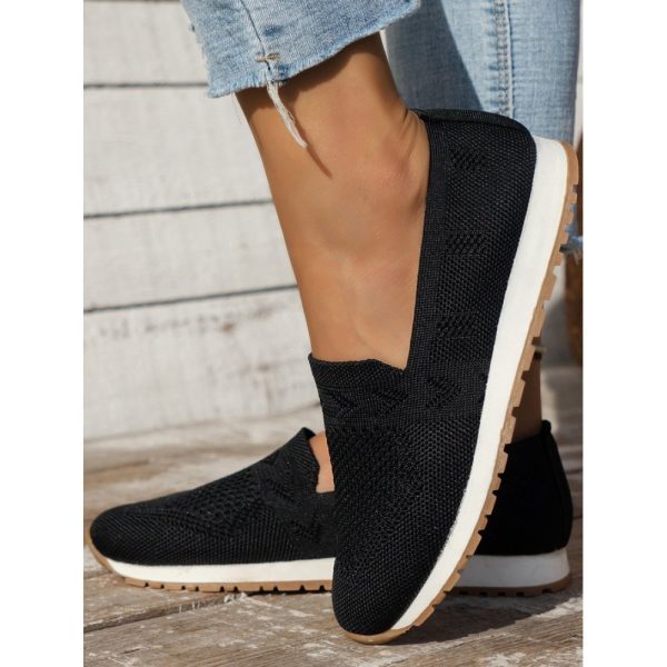 Sports Plain Breathable Slip On Flat Heel Fly Woven Shoes - Image 20