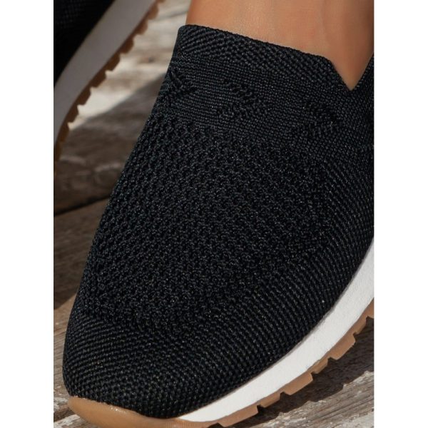 Sports Plain Breathable Slip On Flat Heel Fly Woven Shoes - Image 24