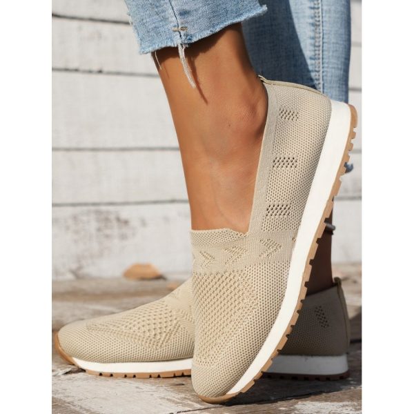 Sports Plain Breathable Slip On Flat Heel Fly Woven Shoes - Image 8