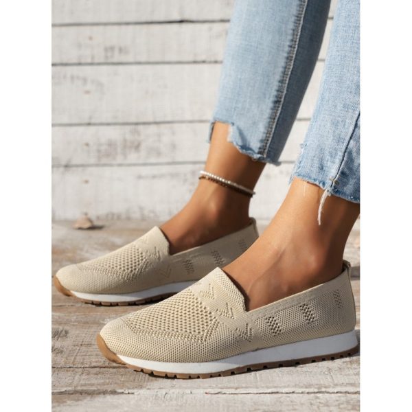 Sports Plain Breathable Slip On Flat Heel Fly Woven Shoes - Image 9