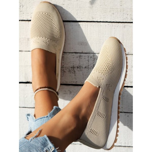 Sports Plain Breathable Slip On Flat Heel Fly Woven Shoes - Image 10
