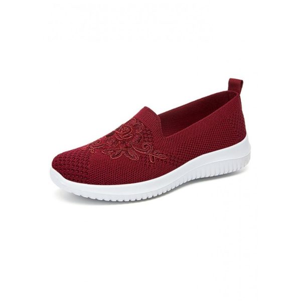 Sports Floral Breathable Slip On Flat Heel Fly Woven Shoes Embroidery - Image 13