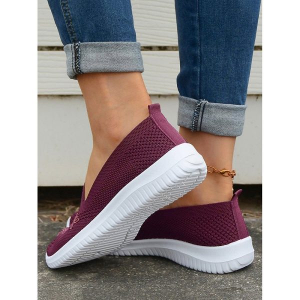 Sports Floral Breathable Slip On Flat Heel Fly Woven Shoes Embroidery - Image 18