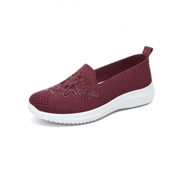 Sports Floral Breathable Slip On Flat Heel Fly Woven Shoes Embroidery - Image 19