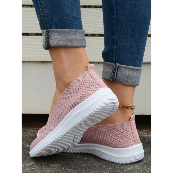 Sports Floral Breathable Slip On Flat Heel Fly Woven Shoes Embroidery - Image 5