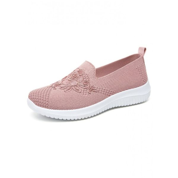 Sports Floral Breathable Slip On Flat Heel Fly Woven Shoes Embroidery - Image 6