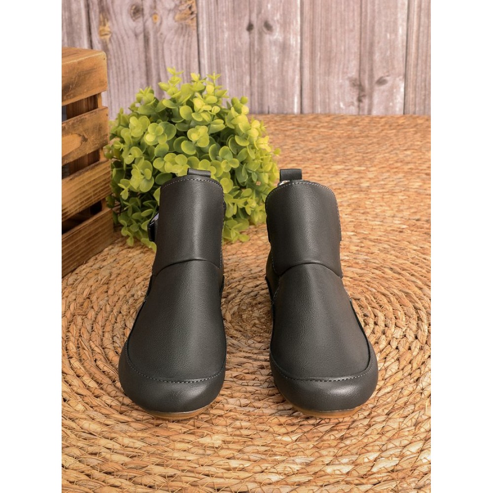 Women Casual Green Daily Adjustable Soft Leather Booties - Image 11
