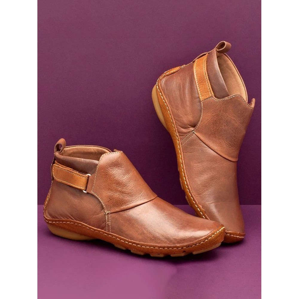 Women Casual Green Daily Adjustable Soft Leather Booties - Image 22