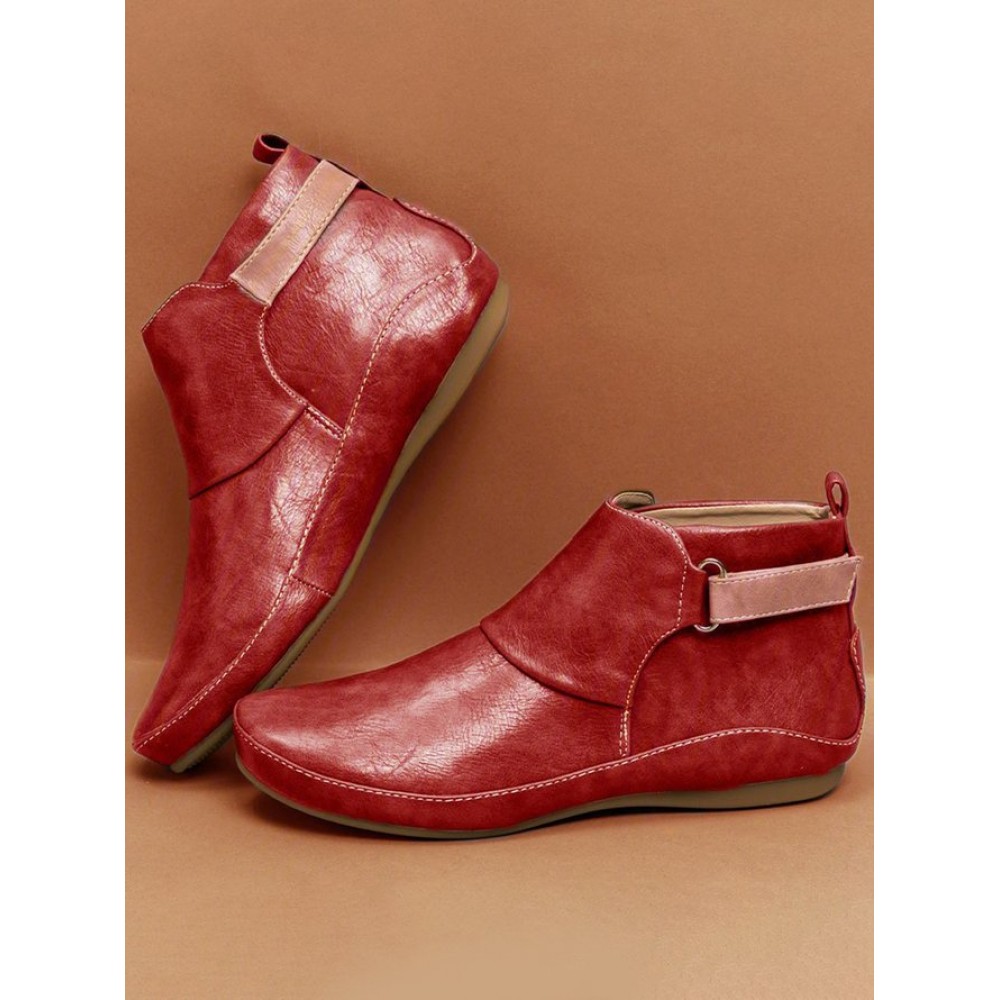 Women Casual Green Daily Adjustable Soft Leather Booties - Image 31