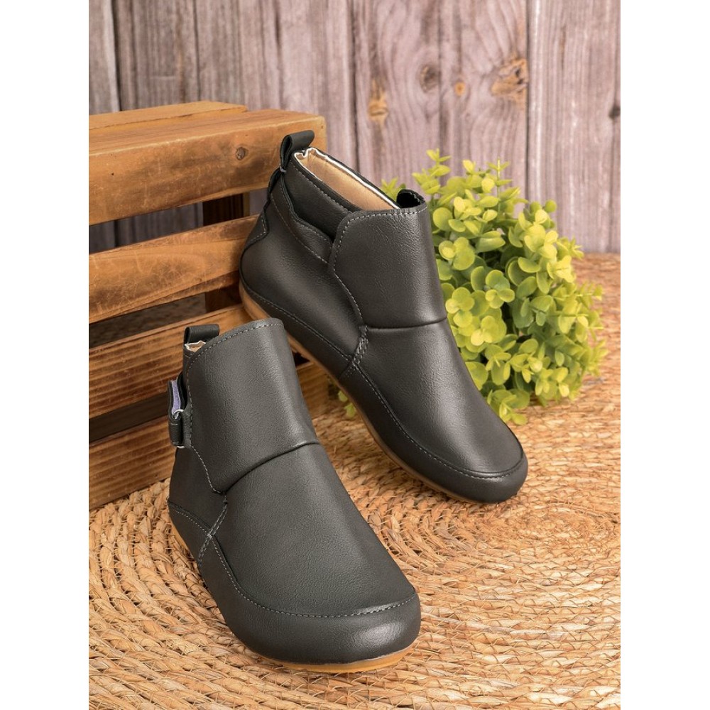 Women Casual Green Daily Adjustable Soft Leather Booties - Image 10