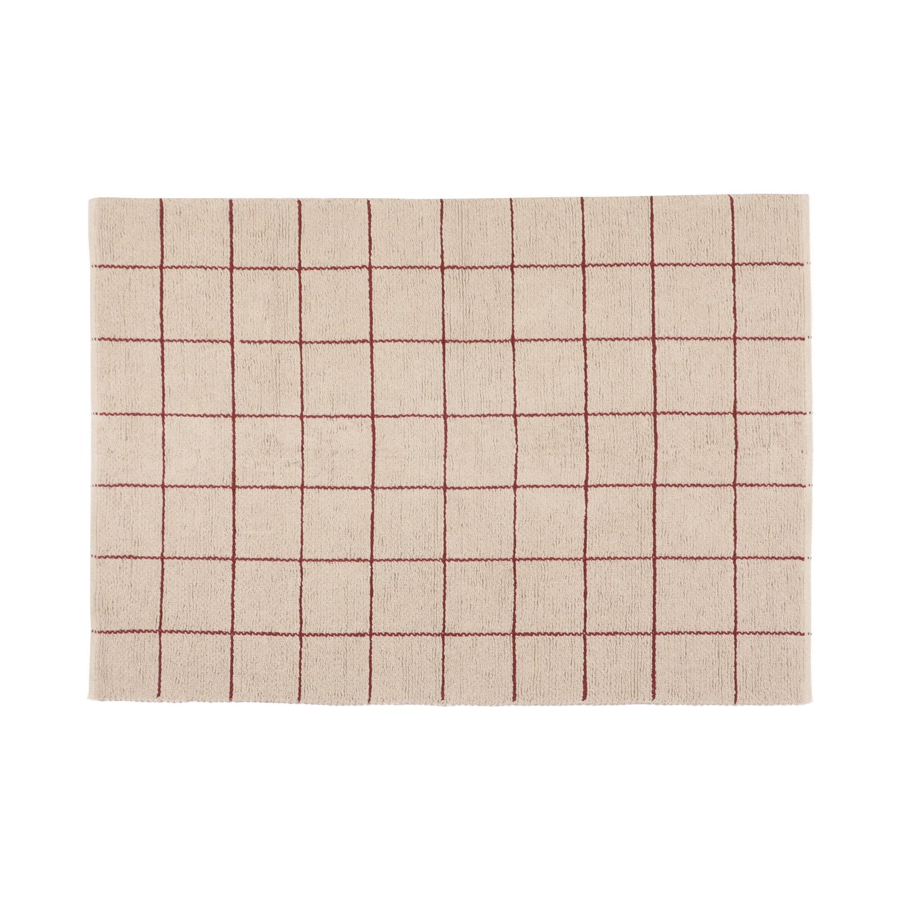 Boucle Windowpane Cotton Rug Medium 2000 X 1400 Beige X Red