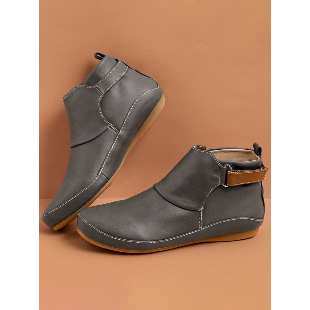 Women Casual Green Daily Adjustable Soft Leather Booties - Image 14