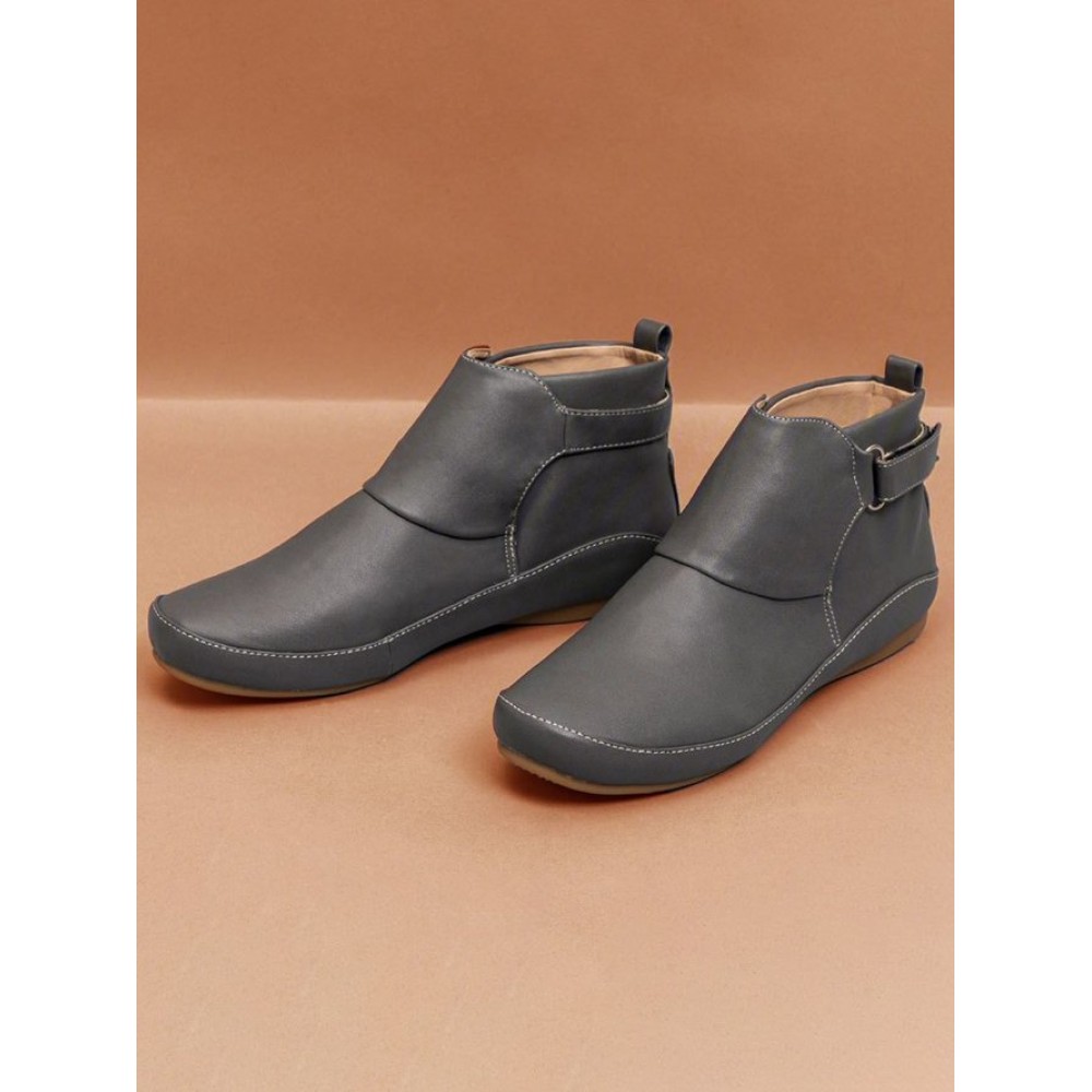 Women Casual Green Daily Adjustable Soft Leather Booties - Image 16