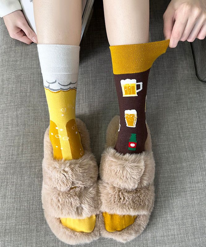 Original Trendy Print Asymmetric Mid Calf Socks